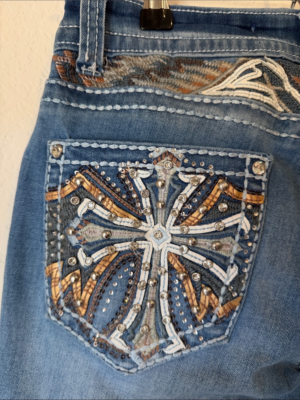Westfield Eagle Blue Cross Flare Jeans